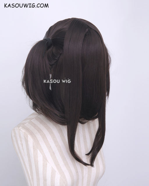 M-2/ KA030 ┇ 50CM / 19.7" deep brown pigtails base wig with long bangs.