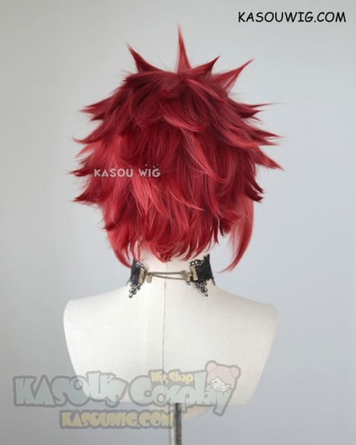 S-5  KA042 31cm / 12.2" short apple red spiky layered cosplay wig