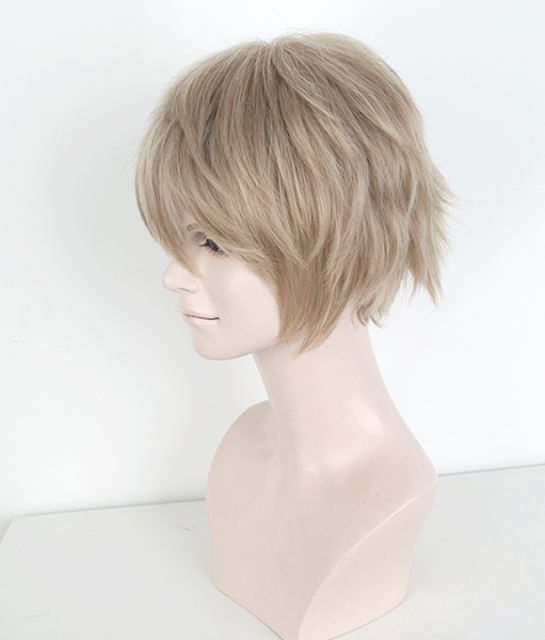 S-1 / KA015 >>31cm / 12.2" short ash blonde layered wig, easy to style,Hiperlon fiber