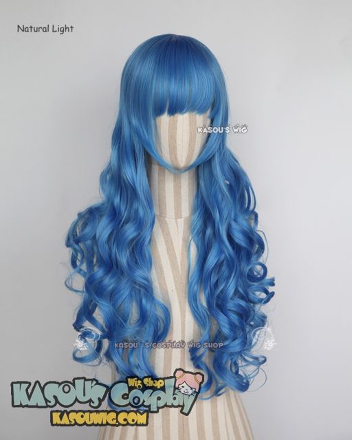 Fairy Tail Juvia Lockser L-1 / KA048 dodger blue 75cm long curly wig . Hiperlon fiber