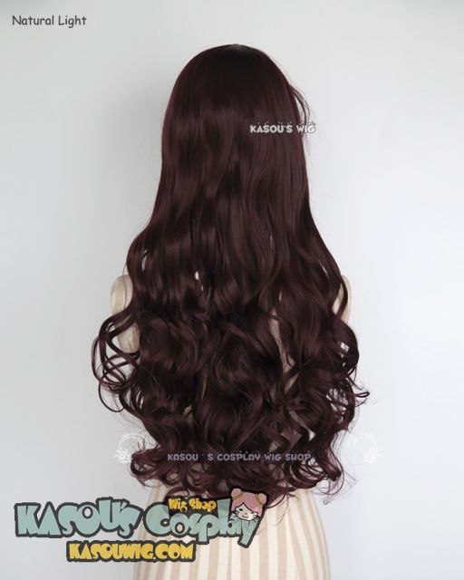 L-1 / KA058 dark reddish brown 75cm long curly wig . Hiperlon fiber .