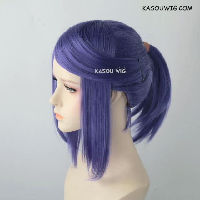 S-3 / KA057 cool purple ponytail base wig with long bangs.