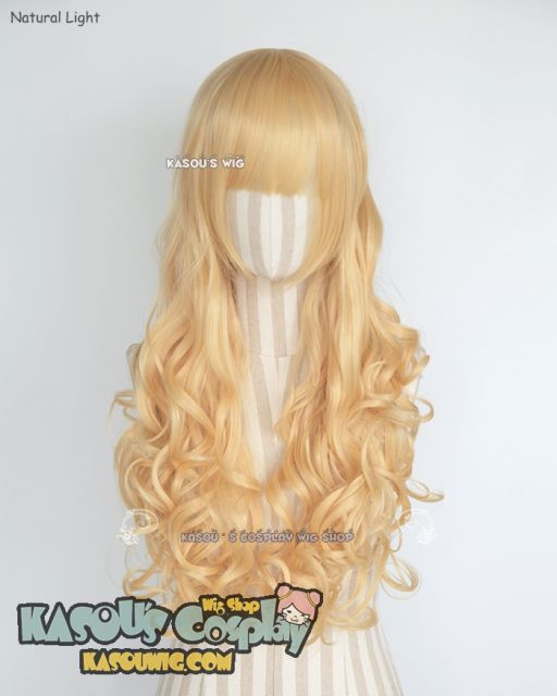 L-1 / SP01 pastel yellow blonde 75cm long curly wig . Tangle Resistant fiber