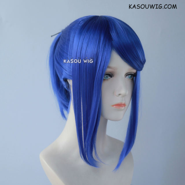 S-3 / KA050 royal blue ponytail base wig with long bangs.