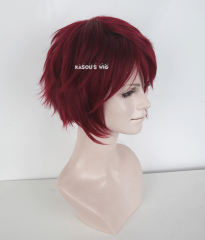 S-1 / KA043>>31cm / 12.2" short Carmine red layered wig, easy to style,Hiperlon fiber