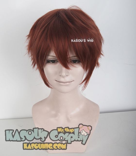 S-1 / KA044>>31cm / 12.2" short Burnt umber red layered wig, easy to style,Hiperlon fiber