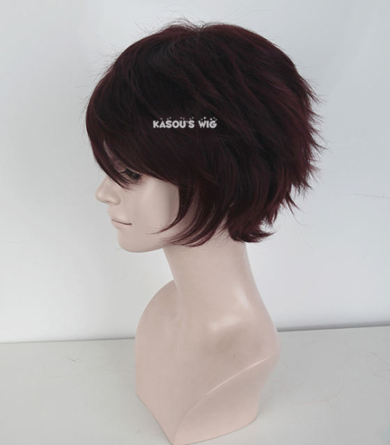 S-1 / KA058>>31cm / 12.2" short dark reddish brown layered wig, easy to style,Hiperlon fiber