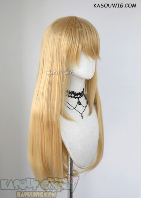 L-2 / KA012 golden blonde 75cm long straight wig . Hiperlon fiber