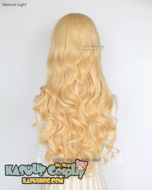 L-1 / SP01 pastel yellow blonde 75cm long curly wig . Tangle Resistant fiber