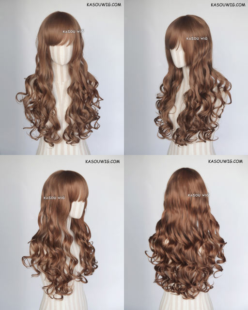 L-1 / KA024 light brown 75cm long curly wig . Hiperlon fiber