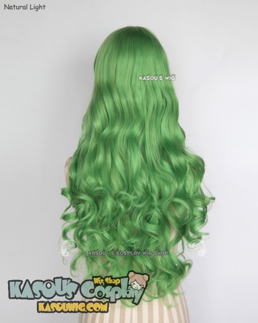 L-1 / KA060 light green 75cm long curly wig . Hiperlon fiber