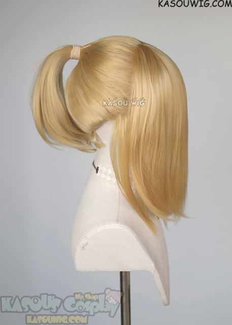 S-3 / KA011 Honey Butter blonde ponytail base wig with long bangs.