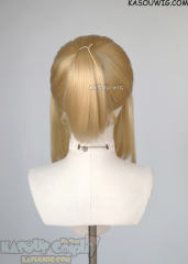S-3 / KA011 Honey Butter blonde ponytail base wig with long bangs.