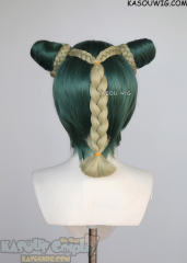 JOJO JoJo's Bizarre Adventure Jolyne Kujoh yellow green cosplay wig with buns