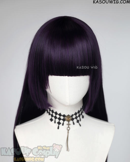 Genshin Impact Yun Jin 100cm straight deep purple wig with braids
