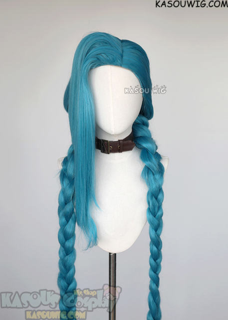 [Redesigned] League of Legends Arcane Jinx 140cm long mixed gryish blue twin braids cosplay wig