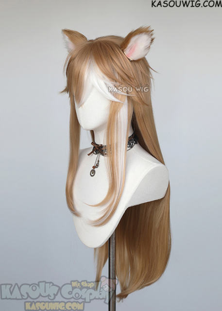 Genshin Impact Ms. Hina 85cm long layered straight wig with white streaks