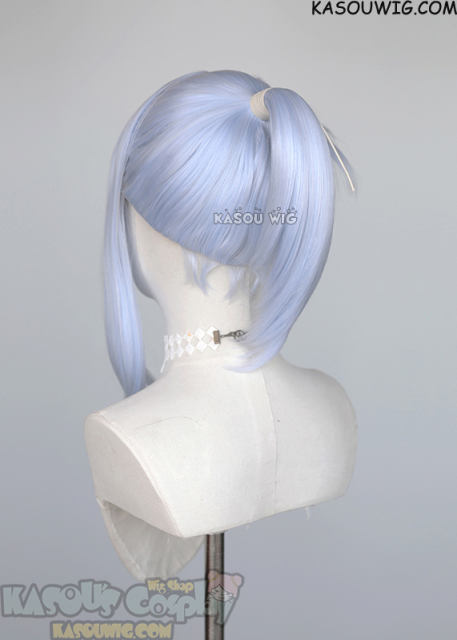 S-3 / KA054 light periwinkle ponytail base wig with long bangs.