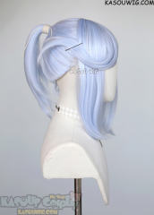 S-3 / KA054 light periwinkle ponytail base wig with long bangs.