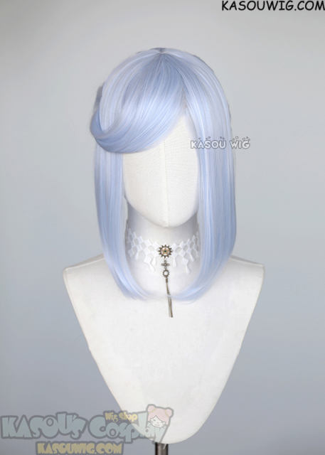 S-3 / KA054 light periwinkle ponytail base wig with long bangs.