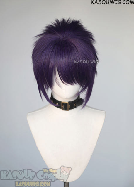 S-5  SP37 31cm/12.2" short indigo purple spiky layered cosplay wig