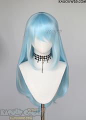 L-2 / KA046 light blue 75cm long straight wig . Hiperlon fiber