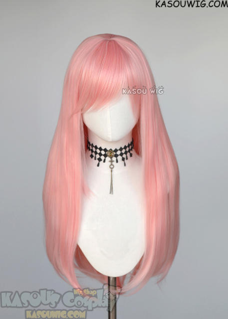L-2 / SP12 pastel pink 75cm long straight wig . Tangle Resistant fiber