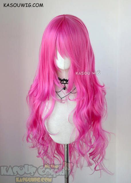 L-3 / KA035 deep pink long layers loose waves cosplay wig