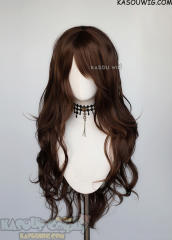 L-3 / KA028 Bistre Brown long layers loose waves cosplay wig . heat-resistant fiber