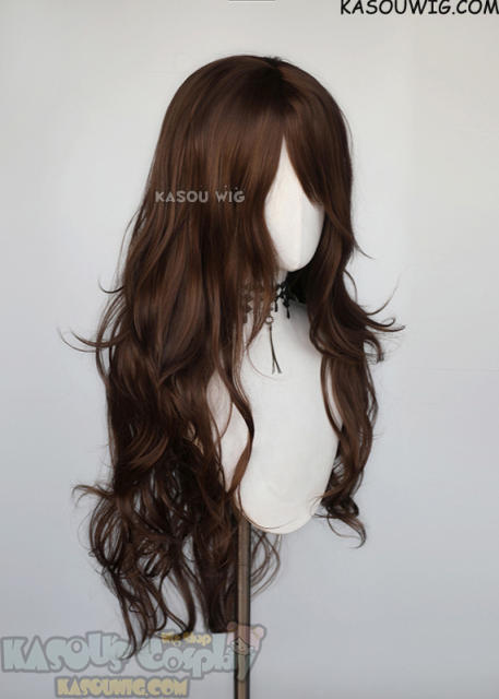 L-3 / KA028 Bistre Brown long layers loose waves cosplay wig . heat-resistant fiber