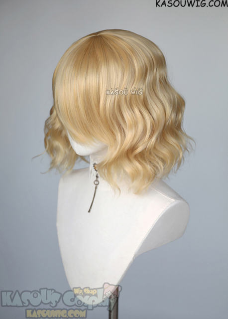 S-4 / KA011 Honey Butter Blonde loose beach waves lolita wig with bangs 35cm