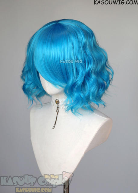 S-4 / KA047 blue loose beach waves lolita wig with bangs 35cm