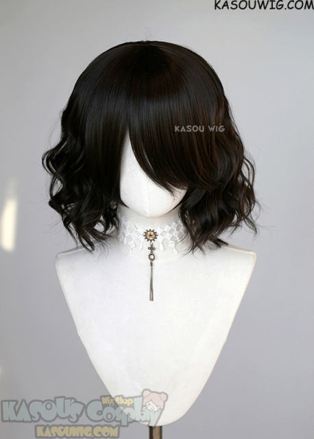 S-4 / KA031A natural black loose beach waves lolita wig with bangs 35cm