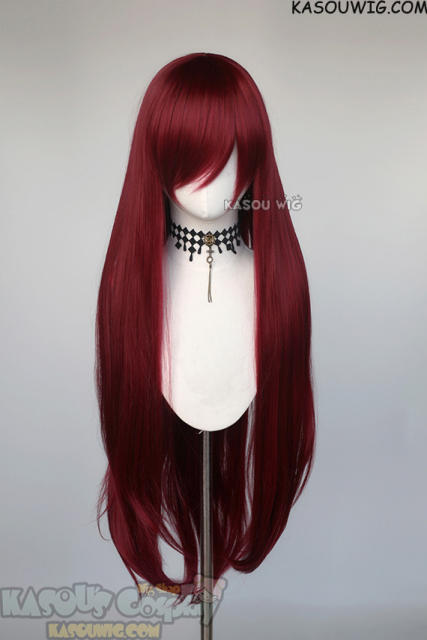 L-4 KA043 100cm/39.5" long carmine red straight versatile wig Fire Emblem Cordeli/Steins Gate Kurisu Makise/Fairy Tail Erza Scarlet