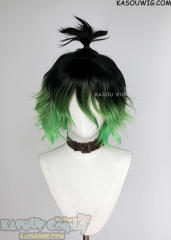 Kimetsu no Yaiba Demon Slayer Giyuutarou black green ombre short messy wig