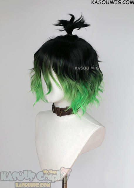 Kimetsu no Yaiba Demon Slayer Giyuutarou black green ombre short messy wig
