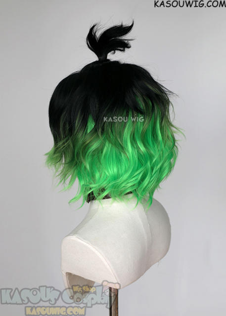 Kimetsu no Yaiba Demon Slayer Giyuutarou black green ombre short messy wig