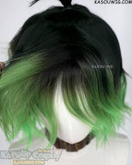 Kimetsu no Yaiba Demon Slayer Giyuutarou black green ombre short messy wig