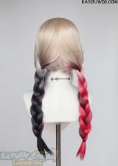 The Suicide Squad Harley Quinn black red split braided twintail wig