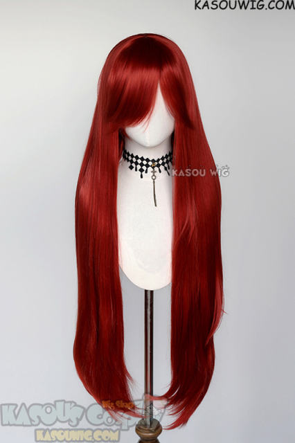 L-4 KA042 100cm/39.5" long straight versatile apple red cosplay wig