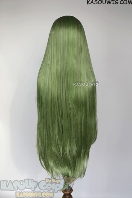 L-4 KA061 100cm/39.5" long straight versatile moss green cosplay wig