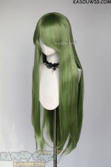 L-4 KA061 100cm/39.5" long straight versatile moss green cosplay wig