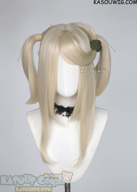 M-2/ SP17 ┇ 50CM / 19.7" light cream blonde pigtails base wig with long bangs.