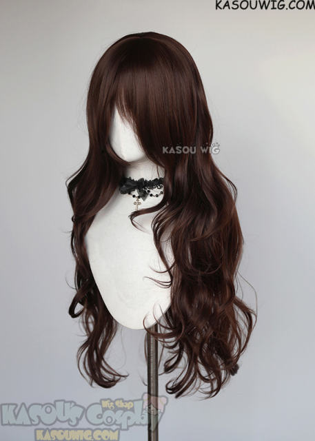 L-3 / SP07 chocolate brown long layers loose waves wig