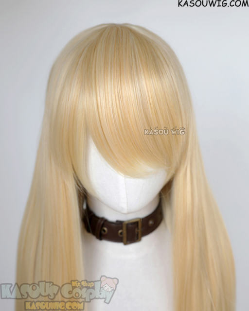 L-4 KA008 100cm/39.5" long straight versatile yellow blonde wig