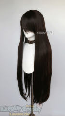 L-4 KA031 100cm/39.5" long straight versatile deepest brown wig