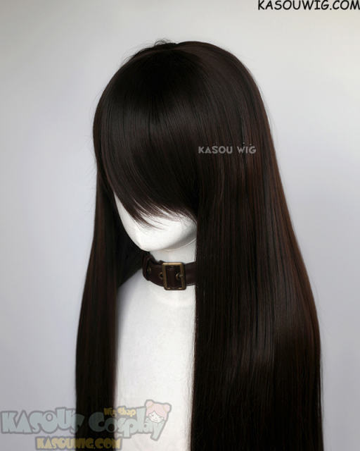 L-4 KA031 100cm/39.5" long straight versatile deepest brown wig