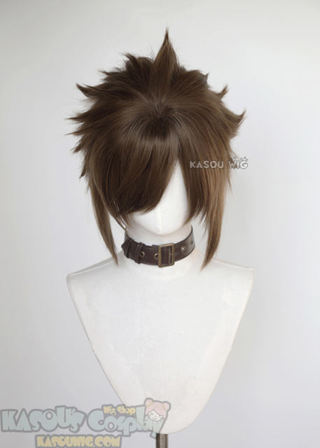 S-5 KA025 31cm/12.2" short raw umber brown spiky layered cosplay wig