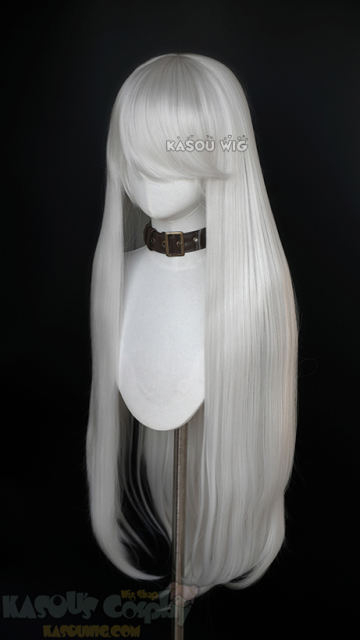 L-4 KA002 100cm/39.5" long straight versatile silver white  wig