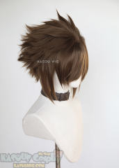 S-5 KA025 31cm/12.2" short raw umber brown spiky layered cosplay wig